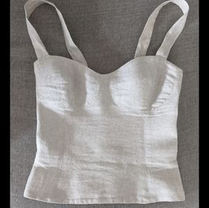 Reformation Janie linen bustier top, oatmeal Sz 4